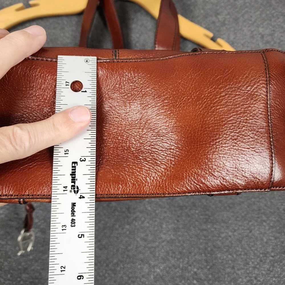 Etienne Aigner Cognac Brown Leather Tote Shoulder Bag Buckle‎ Detail 86545